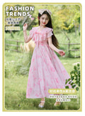 Girls' summer new collection dress - chiffon princess style, floral print beach dress for kids