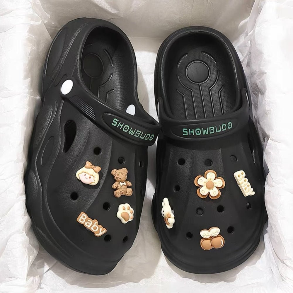 Crocs men's summernew arrival outdoor beach thick solenon-slip sandals toe-cap half slippers men2025outwear