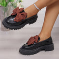 Exportbows british style slip-on small leather shoes for women spring autumnew arrival cross-border plus size thick heel flats women's shoes