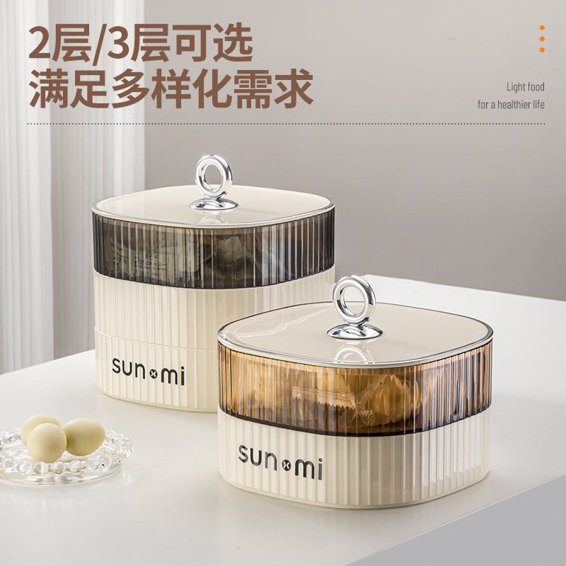 Living room multi-layer dried fruit box with grid and lid, happy candy box, fruit plate, coffee table, melon seeds, snacks, large-capacity fruit plate