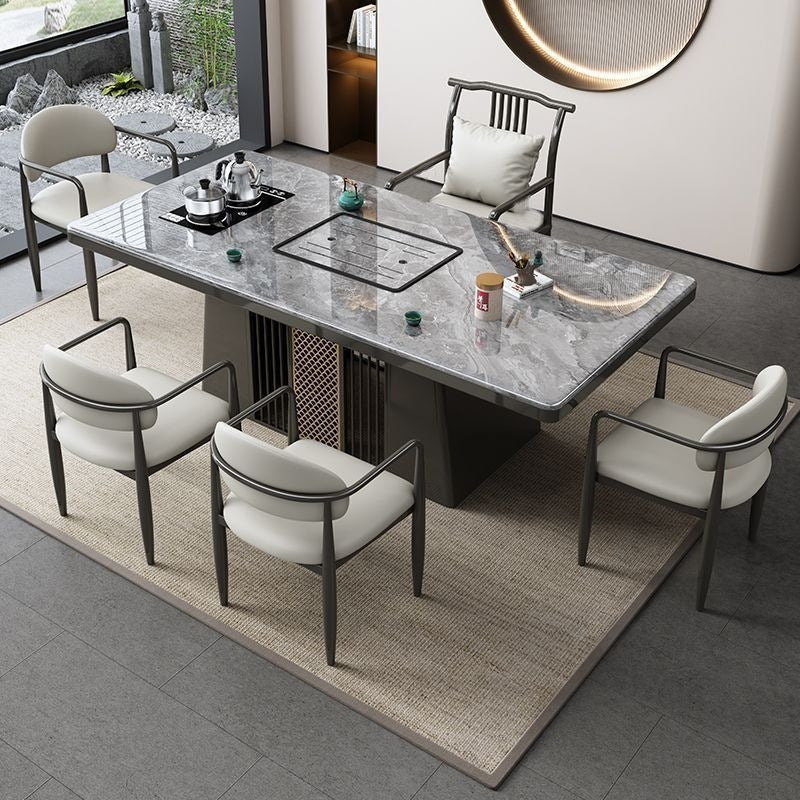 Modern rock slab tea table and chair set - ideal for home, balcony, living room, office, or kung fu tea - complete all-in-one set