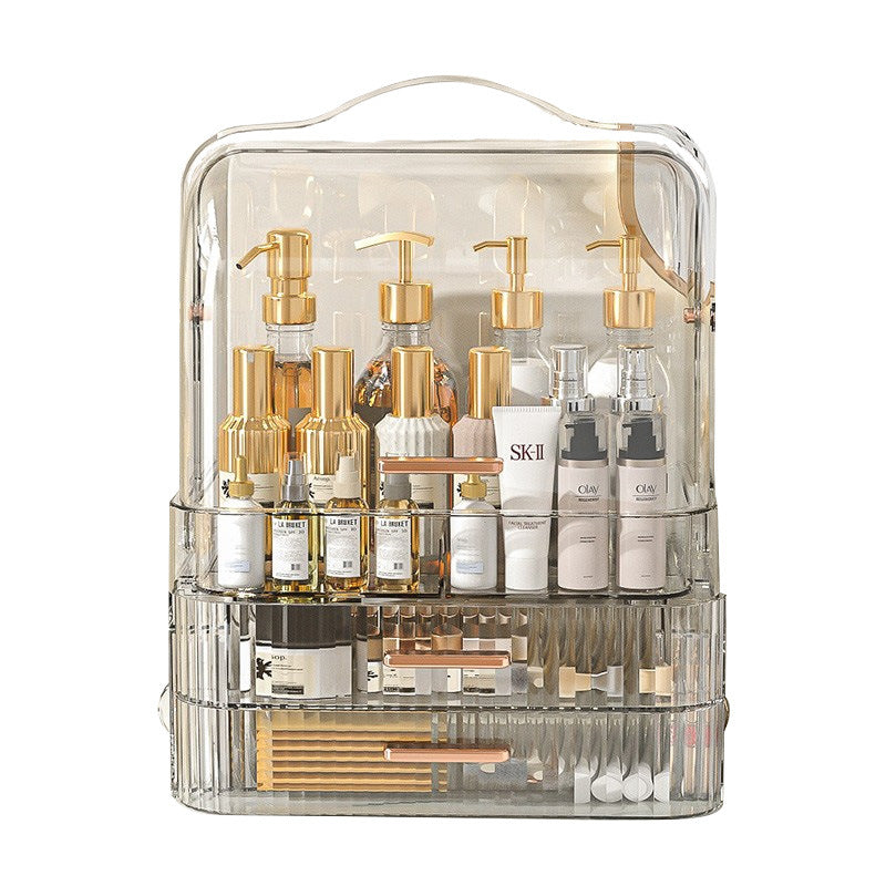 Multi-layer cosmetic storage box, transparent, high-grade, large-capacity dust-proof storage box, skin care product mask, lipstick storage.