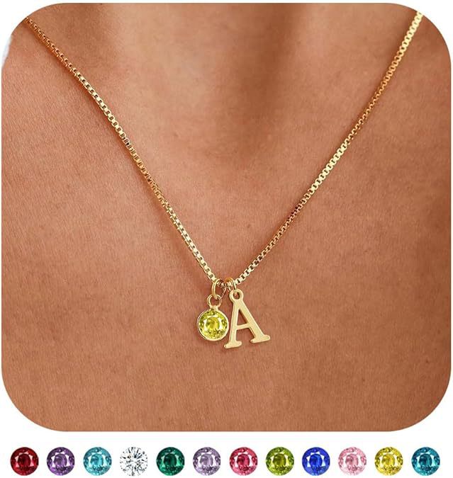 new arrival women's initial birthstone necklace fashion 14k gold-plated letter casualeasiest for match clavicle chain
