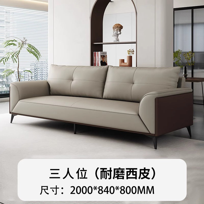 Office sofa and coffee table set - modern minimalist business reception lounge furniture - premium leatherette