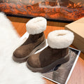 Retro suede thick soleboots women's 2025winternew arrivalfleece-linedheattech snow boots birkenstock shoes cotton shoes short boots