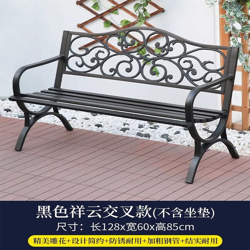 Outdoor park bench double seater bench casual simple bench iron backrest courtyard outdoor garden