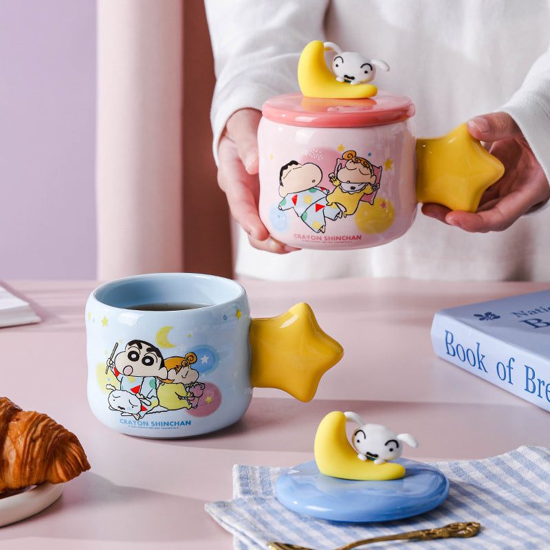 Crayon Xiaoxin Creative Mug Lid Gift Box Personalized Couple Water Cup Cartoon Ceramic Cup Coffee Cup Milk