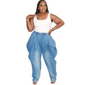 European and american style high-waisted jeans -  cross-border women's fashion streetwear casual loose harem wide-leg lantern pants