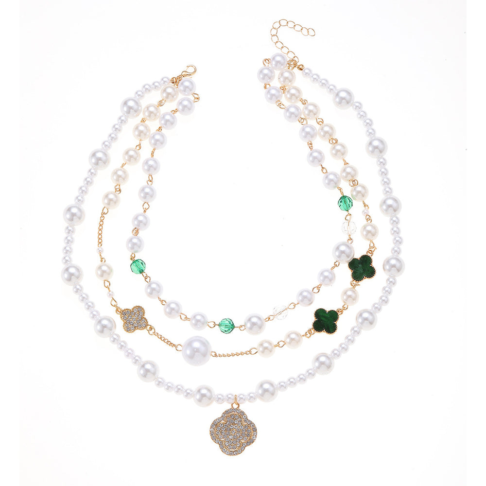 Wholesale faux pearl sweater necklace - cross-border vintage french style jewelry - light luxury, high-end, elegant diamond-studded pendant necklace for women