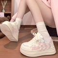 Girls' versatile chunky sole sneakers - new spring  cartoon sports casual trendy white shoes for students