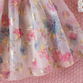 Girls' fashion off-the-shoulder floral mesh patchwork dress