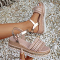 European and american cross-border trade women's sandals - single strap, plus size, buckle closure,  new thick sole wholesale, plus size available