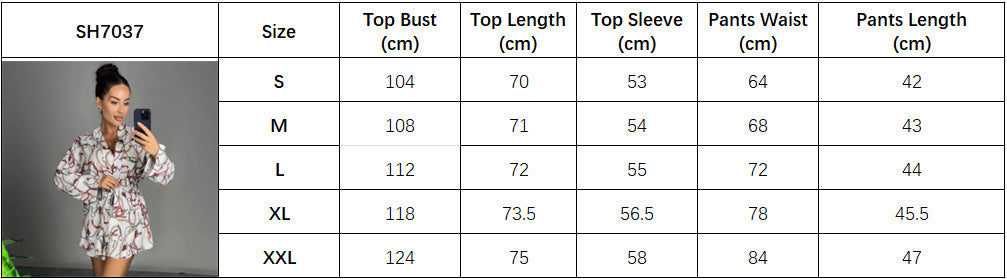 Cross-border European and American sexy deep V-neck long-sleeved cardigan shirt casual shorts women's  temperament foreign style fashion suit