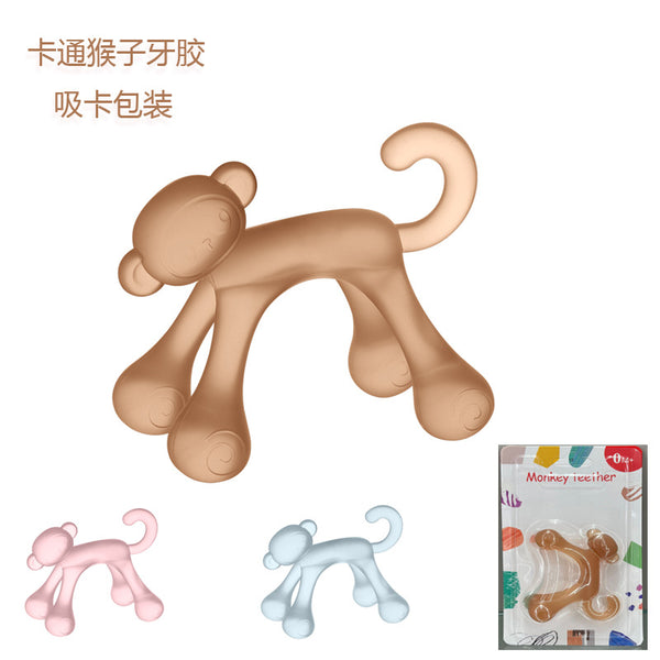 English card pack, baby toothpaste can be boiled, monkey bite music food grade silicone anti-eating hand baby toy