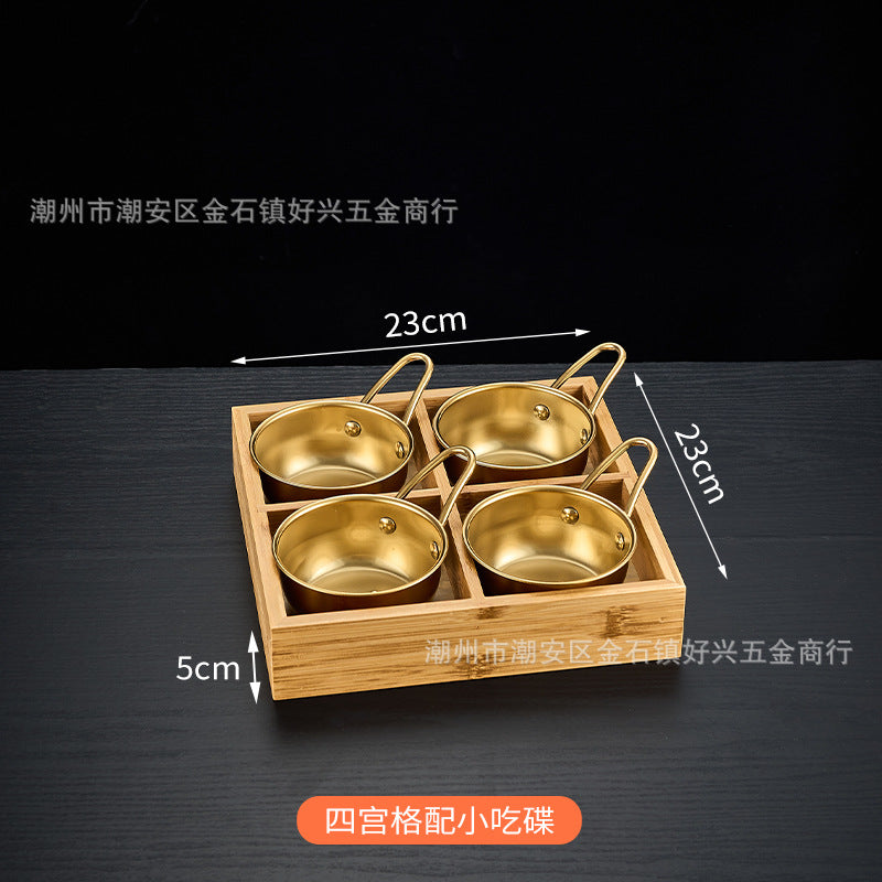 Creative nine-square grid tableware commercial hot pot restaurant barbecue restaurant beef vegetable platter bamboo tray divided grid dinner plate