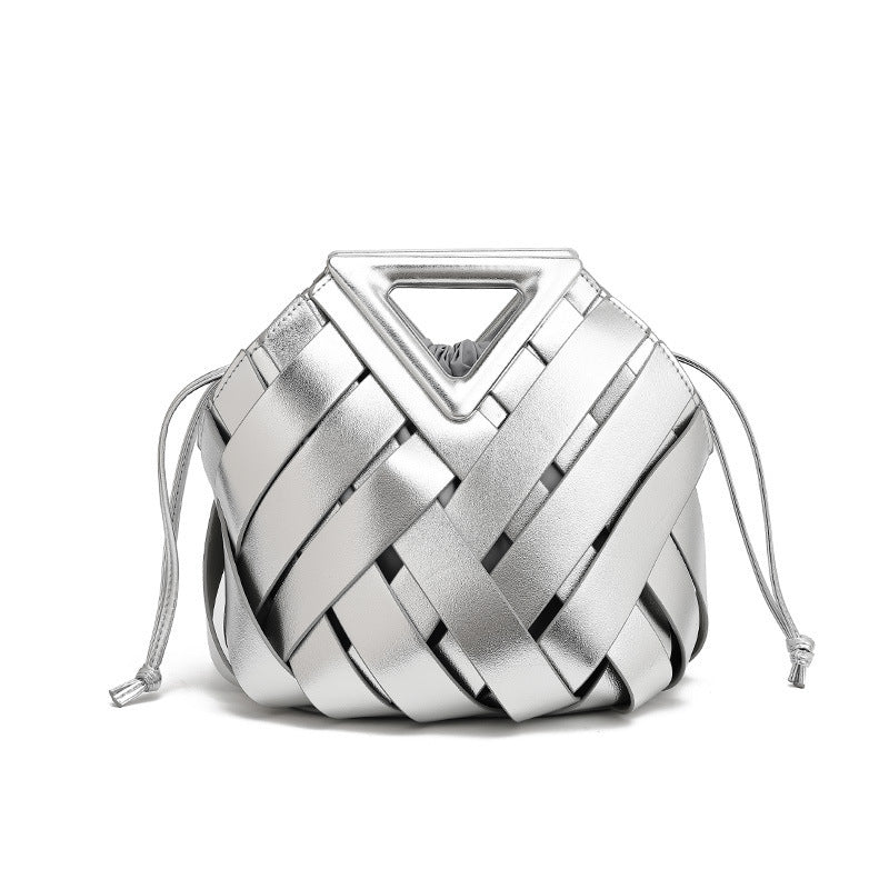 Cross-border hot-selling new fashion and high-end hand-woven portable vegetable basket bag commuter shoulder messenger child and mother bag