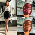 Pleated midi skirt - european & american style, high-waisted, bodycon fit with zipper detail - bestselling pu leather skirt for women on  & independent e-commerce stores