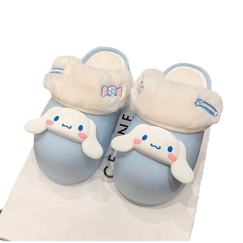 Fleece-linedthick sole home slippers plaidheattechnew arrival toe shoes winter women's thick outer wear cotton shoes non-slipdeodorizing filter