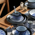 Japanese classic blue pattern tableware hotel style western food plate deep plate for home high-looking rice bowl byron tableware