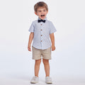 children's clothing set, korean style, boys' short-sleeved striped shirt, cotton overalls, performance outfit, gentleman's first birthday suit