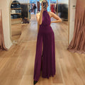women's clothing  spring/summer new fashion halter neck sexy backless maxi dress with tie-up and slit