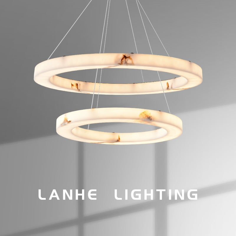 Spanish imitation marble main living room chandelier accessible luxury designer house ring-shaped elegant high-end model room circle