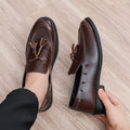 Men's black leather dress shoes - british style, summer breathable, pointed toe, versatile for young professionals and students, black work shoes
