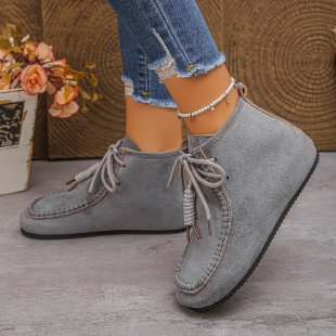 Birkenstocks women's 2025 autumn new flat-bottomed versatile soft-soled lightweight casual high-top shoes imitation leather short boots