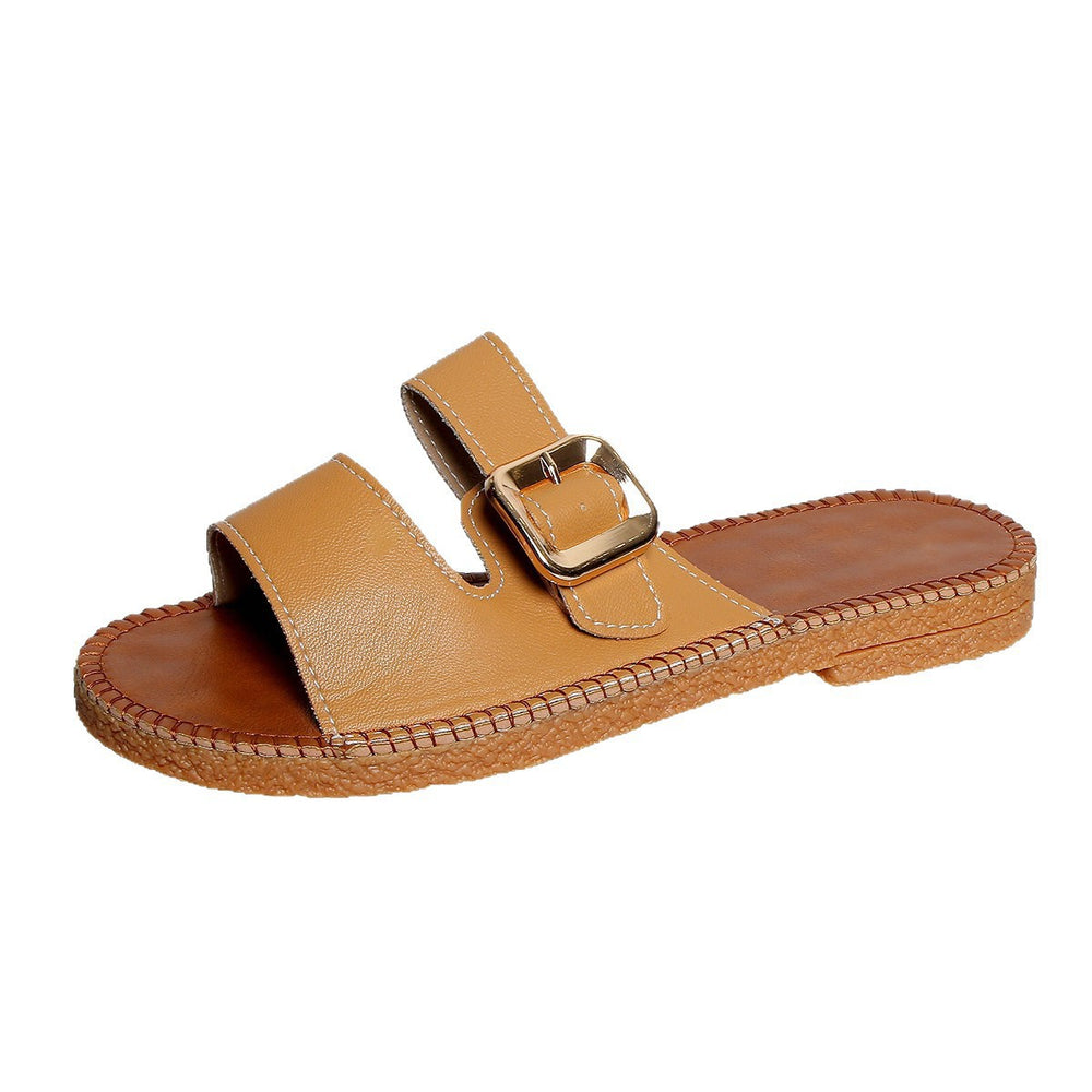 plus size sandals and slippers for women outwearsummer soft bottomnew arrivalfashioneasiest for match beef tendon bottom belt buckle