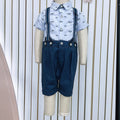 export original british short-sleeved short-climbing summerboy flat-climbing cotton fake two-piece shirt suspenders one piece dropshipping