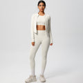 European and american style solid color seamless brushed yoga set - tight-fitting, quick-drying, butt-lifting workout running fitness three-piece set
