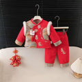 Winter outfit kids new year's clothes first birthday baby formal wear set boys' new year's greeting outfit girls' festive hanfu two-piece trendy set