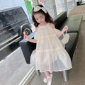 New girls' summer dress : stylish off-the-shoulder sundress for baby girls, princess-style children's formal dress