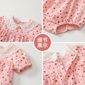 Newborn baby girl's lightweight summer romper - floral print, pure cotton, short-sleeve, snap-crotch bodysuit