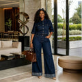 Amazon  cross-border high-quality fashion trendy casual summer five-sleeve denim set for women