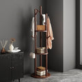 Accessible luxury solid wood coat rack, rotatable clothes rack, floor-standing bedroom for home office, non-occupying storage rack
