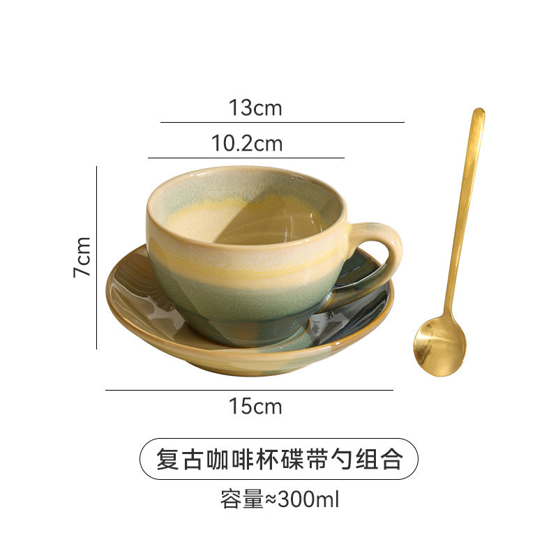 Afternoon tea office ceramic mug stylish kiln-turned retro style embossed milk coffee cup tea cup water cup
