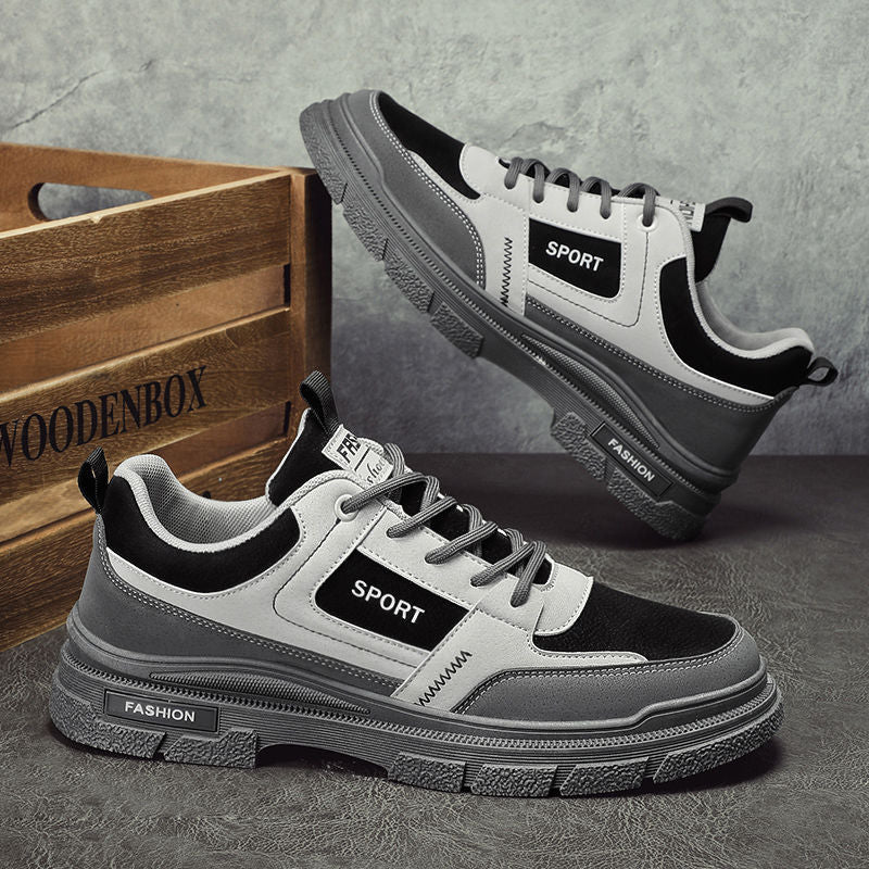 Men's winter breathable 2025 new trendy versatile casual skate shoes, men's low-top workwear leather martin boots
