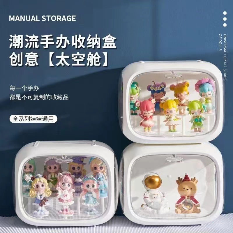 Blind box new POP MART figure storage box with lamp desktop display stand acrylic cartoon plastic space capsule