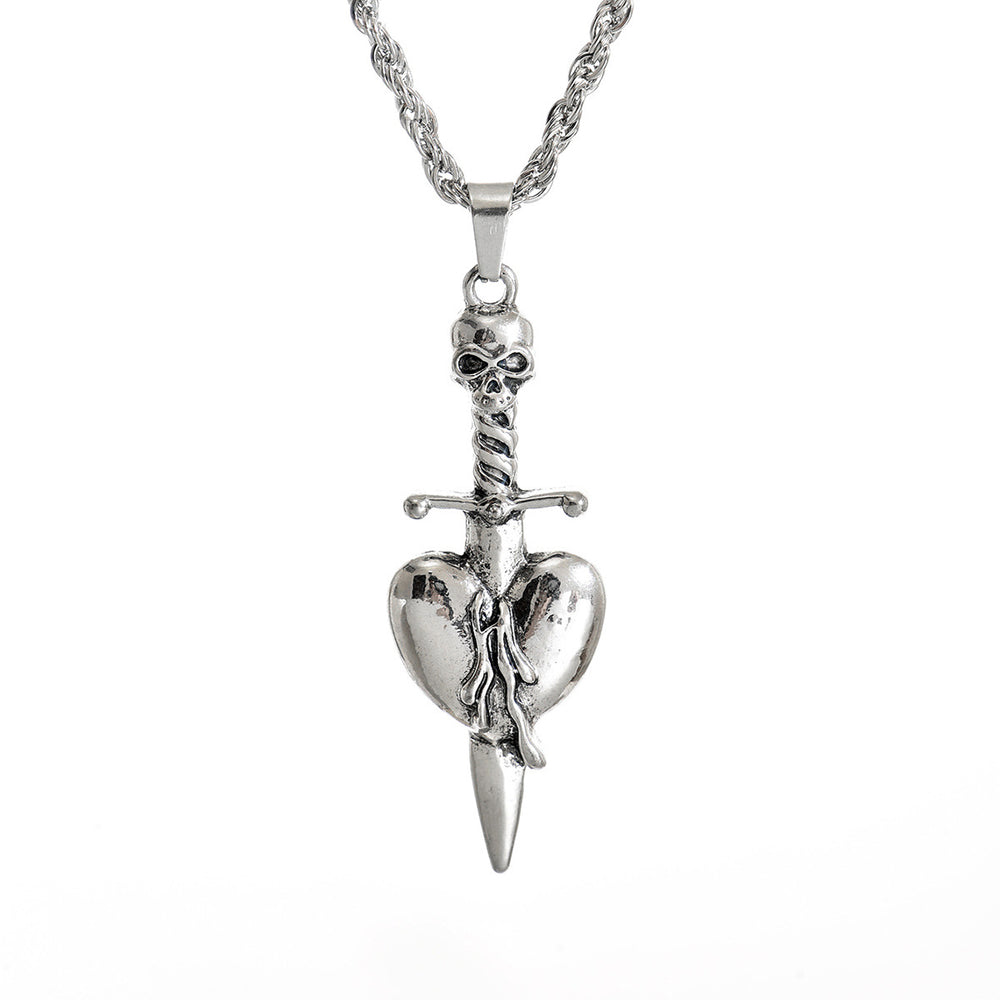 Wholesale retro punk cross necklace - european & american cross-border dark aesthetic skull heart pendant - halloween accessories for women