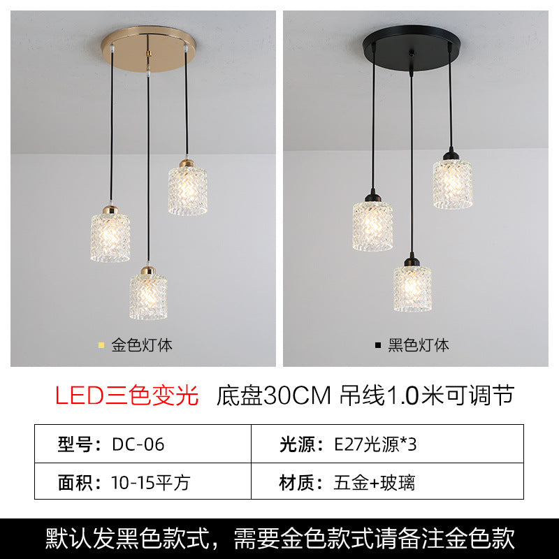 Minimalist personalized bar lighting aisle light luxury Internet celebrity meal restaurant chandelier three modern creative glass chandelier