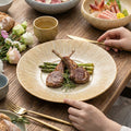 Vintage-inspired, rustic stoneware ceramic deep plate – perfect for restaurants and hotels. a high-end, visually appealing dish for desserts, soups, creative plating, steaks, and western cuisine