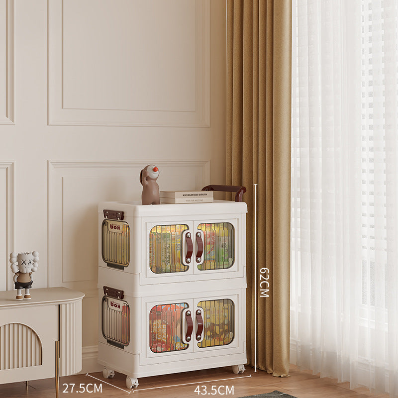 Xinle, light luxury cream wind cart storage cabinet, installation-free storage cabinet, double door multi-layer thickened storage box