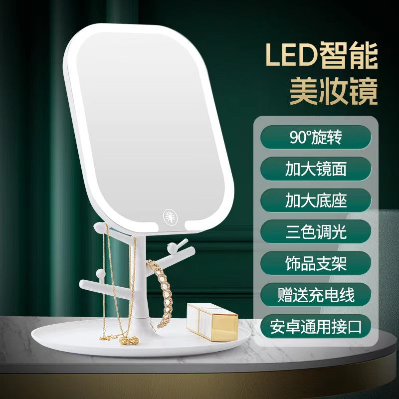 Led makeup mirror with lights - perfect for dorm rooms! adjustable fill light, portable folding vanity mirror, rechargeable
