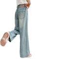 Girls' spring lightweight pants  new style big kids summer straight-leg wide-leg mosquito-proof pants children's tencel denim jeans