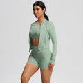 Cloud-soft quick-dry yoga activewear set: high-waisted, slim-fit pocket shorts for outdoor running and fitness