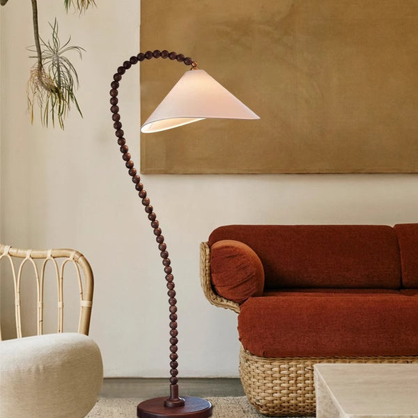 Wabi Sansan retro log wind medieval floor lamp living room French bedroom study solid wood walnut floor lamp