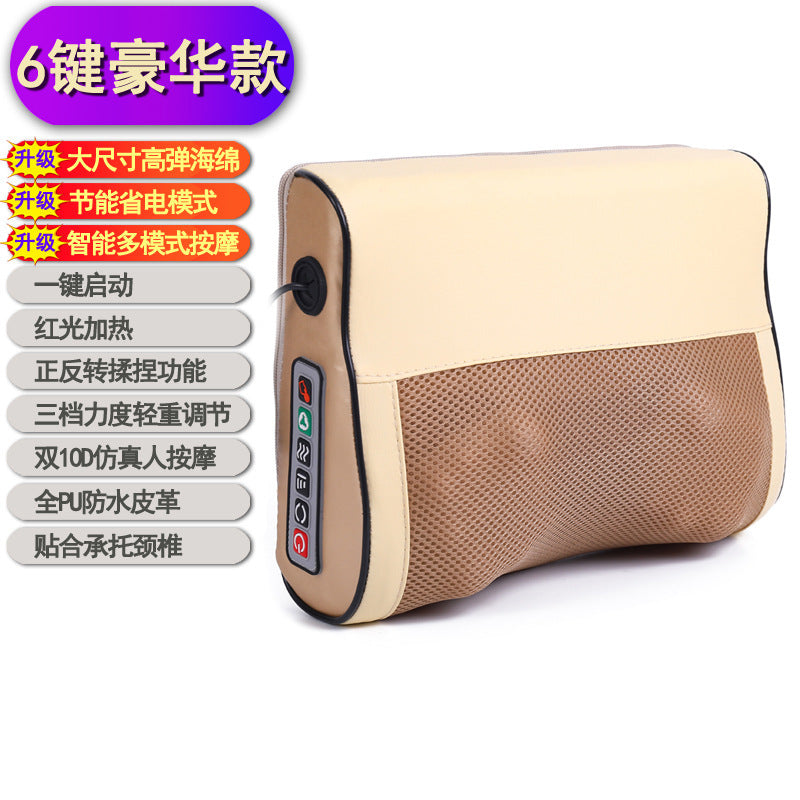 Cervical spine massager neck massage pillow heating lumbar lumbar hot compress multifunctional massager kneading pillow for home