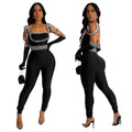 C7001 cross-border   independent station fashionfashion women's new style suspender hot diamond long jumpsuit