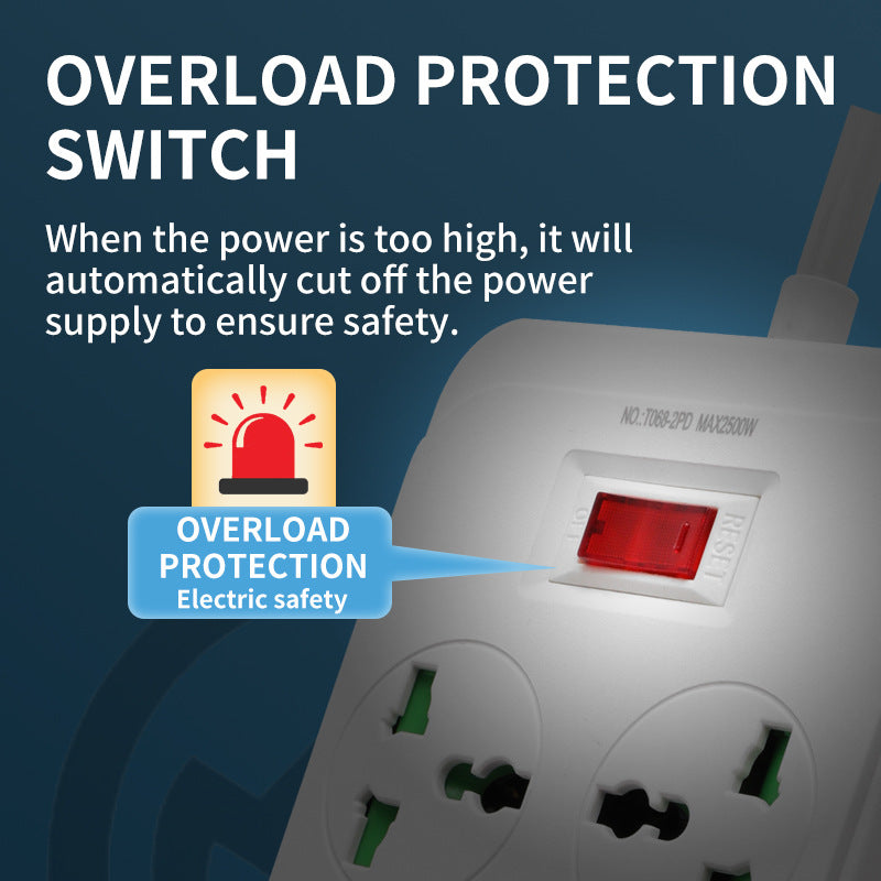 Overload switch british standard socket american standard european hong kong version drag board wireless international neutral sub-control plug strip plug-in board